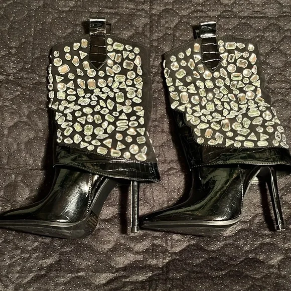 Lauren Lorraine HIGH HEEL RHINESTONE COWBOY LADIES BOOTS Size 7 - Picture 4 of 6